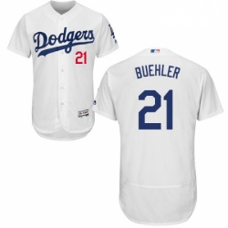 Mens Majestic Los Angeles Dodgers 21 Walker Buehler White Home Flex Base Authentic Collection MLB Jersey