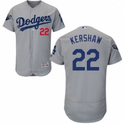 Mens Majestic Los Angeles Dodgers 22 Clayton Kershaw Gray Alternate Flex Base Collection 2018 World Series Jersey 2