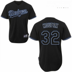 Mens Majestic Los Angeles Dodgers 32 Sandy Koufax Authentic Black Fashion MLB Jersey