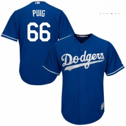 Mens Majestic Los Angeles Dodgers 66 Yasiel Puig Authentic Royal Blue Alternate Cool Base MLB Jersey