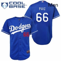 Mens Majestic Los Angeles Dodgers 66 Yasiel Puig Authentic Royal Blue Cool Base MLB Jersey