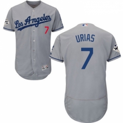 Mens Majestic Los Angeles Dodgers 7 Julio Urias Authentic Grey Road 2017 World Series Bound Flex Base Jerseys