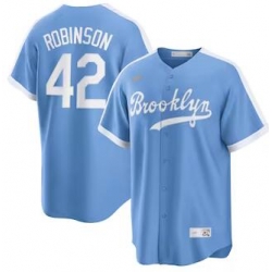 Mens Mitchell and Ness Los Angeles Dodgers 42 Jackie Robinson Replica Light Blue Throwback MLB Stitched Jersey