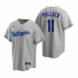 Mens Nike Los Angeles Dodgers 11 AJ Pollock Gray Road Stitched Baseball Jersey