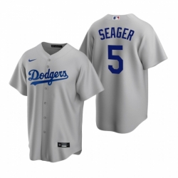 Mens Nike Los Angeles Dodgers 5 Corey Seager Gray Alternate Stitched Baseball Jerse