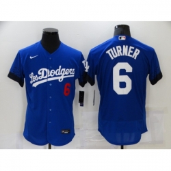 Men's Nike Los Angeles Dodgers #6 Trea Turner Blue Elite City Player Jersey