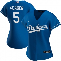 Los Angeles Dodgers 5 Corey Seager Nike Women Alternate 2020 MLB Player Jersey Royal