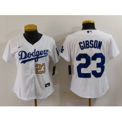 Women Los Angeles Dodgers 23 Kirk Gibson White Stitched Jersey 5