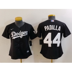 Women Los Angeles Dodgers 44 Vicente Padilla Black Stitched Jersey