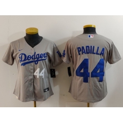 Women Los Angeles Dodgers 44 Vicente Padilla Grey Stitched Jersey 7