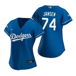 Women Los Angeles Dodgers 74 Kenley Jansen Royal 2020 World Series Champions Replica Jersey