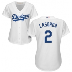 Women Los Angeles Tommy Lasorda White Cool Base Jersey