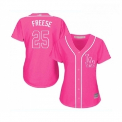 Womens Los Angeles Dodgers 25 David Freese Authentic Pink Fashion Cool Base Baseball Jersey 