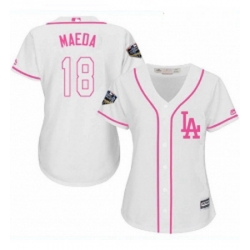 Womens Majestic Los Angeles Dodgers 18 Kenta Maeda Authentic White Fashion Cool Base 2018 World Series MLB Jersey