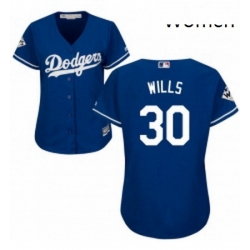 Womens Majestic Los Angeles Dodgers 30 Maury Wills Authentic Royal Blue Alternate 2017 World Series Bound Cool Base MLB Jersey