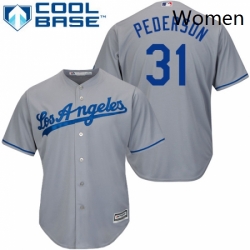 Womens Majestic Los Angeles Dodgers 31 Joc Pederson Authentic Grey Road Cool Base MLB Jersey