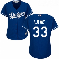 Womens Majestic Los Angeles Dodgers 33 Mark Lowe Authentic Royal Blue Alternate Cool Base MLB Jersey 