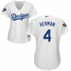 Women's Majestic Los Angeles Dodgers #4 Babe Herman Authentic White Home Cool Base 2018 World Series MLB Jersey