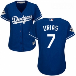 Womens Majestic Los Angeles Dodgers 7 Julio Urias Replica Royal Blue Alternate 2017 World Series Bound Cool Base MLB Jersey