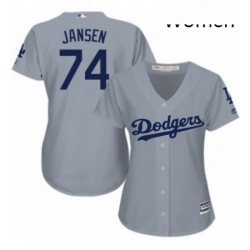 Womens Majestic Los Angeles Dodgers 74 Kenley Jansen Authentic Grey Road Cool Base MLB Jersey