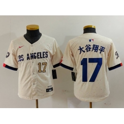 Youth Los Angeles Dodgers 17  Shohei Ohtani Cream Stitched Baseball Jersey 5