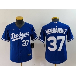 Youth Los Angeles Dodgers 37 Teoscar Hernandez Blue Stitched Baseball Jersey 2