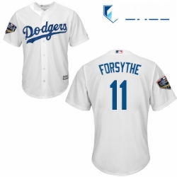 Youth Majestic Los Angeles Dodgers 11 Logan Forsythe Authentic White Home Cool Base 2018 World Series MLB Jersey 