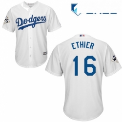 Youth Majestic Los Angeles Dodgers 16 Andre Ethier Replica White Home 2017 World Series Bound Cool Base MLB Jersey