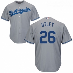 Youth Majestic Los Angeles Dodgers 26 Chase Utley Authentic Grey Road Cool Base MLB Jersey