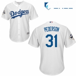 Youth Majestic Los Angeles Dodgers 31 Joc Pederson Replica White Home 2017 World Series Bound Cool Base MLB Jersey