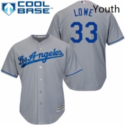 Youth Majestic Los Angeles Dodgers 33 Mark Lowe Authentic Grey Road Cool Base MLB Jersey 