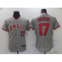 Men Los Angeles Angels 17 Shohei Ohtani Men Nike Gray Home 2020 Flex Base Player MLB Jersey