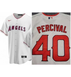 Men Los Angeles Angels #40 Troy Percival White Cool Base Stitched Home MLB Jerseys