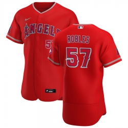 Men Los Angeles Angels 57 Hansel Robles Men Nike Red Alternate 2020 Flex Base Player MLB Jersey