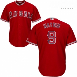 Mens Majestic Los Angeles Angels of Anaheim 9 Cameron Maybin Replica Red Alternate Cool Base MLB Jersey