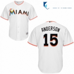 Mens Majestic Miami Marlins 15 Brian Anderson Replica White Home Cool Base MLB Jersey 