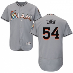 Mens Majestic Miami Marlins 54 Wei Yin Chen Grey Road Flex Base Authentic Collection MLB Jersey