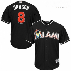 Mens Majestic Miami Marlins 8 Andre Dawson Replica Black Alternate 2 Cool Base MLB Jersey