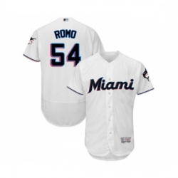 Mens Miami Marlins 54 Sergio Romo White Home Flex Base Authentic Collection Baseball Jersey