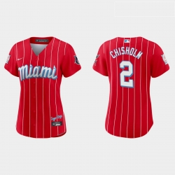 Miami Marlins 2 Jazz Chisholm Women Nike 2021 City Connect Authentic MLB Jersey Red