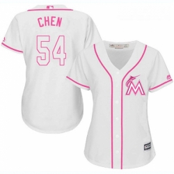 Womens Majestic Miami Marlins 54 Wei Yin Chen Replica White Fashion Cool Base MLB Jersey