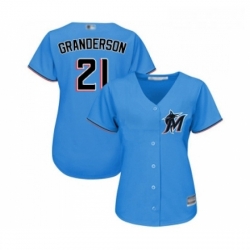 Womens Miami Marlins 21 Curtis Granderson Replica Blue Alternate 1 Cool Base Baseball Jersey 