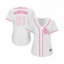 Womens Miami Marlins 21 Curtis Granderson Replica White Fashion Cool Base Baseball Jersey 