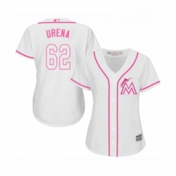 Womens Miami Marlins 62 Jose Urena Replica White Fashion Cool Base Baseball Jersey 