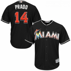 Youth Majestic Miami Marlins 14 Martin Prado Authentic Black Alternate 2 Cool Base MLB Jersey