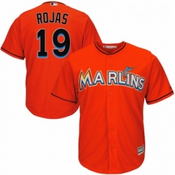 Youth Majestic Miami Marlins 19 Miguel Rojas Replica Orange Alternate 1 Cool Base MLB Jersey 