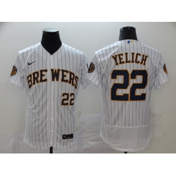 Brewers 22 Christian Yelich White Nike 2020 Flexbase Jersey 2