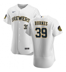 Men Milwaukee Brewers 39 Corbin Burnes Men Nike White Home 2020 Flex Base Player MLB Jersey