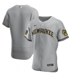 Men Milwaukee Brewers Men Nike Gray Road 2020 Flex Base Team MLB Jersey