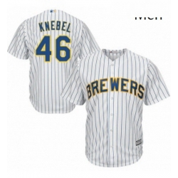 Mens Majestic Milwaukee Brewers 46 Corey Knebel Replica White Alternate Cool Base MLB Jersey 